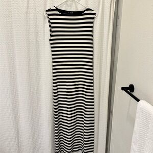 J. Crew Navy and Ivory Striped Knit Maxi Dress Size S